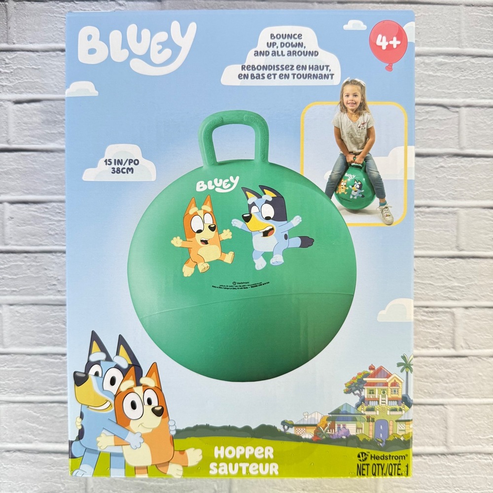 Bluey Hedstrom Hopper Ball 15 Inch Green Bouncy Ball with Handle Kids Ages 4+
